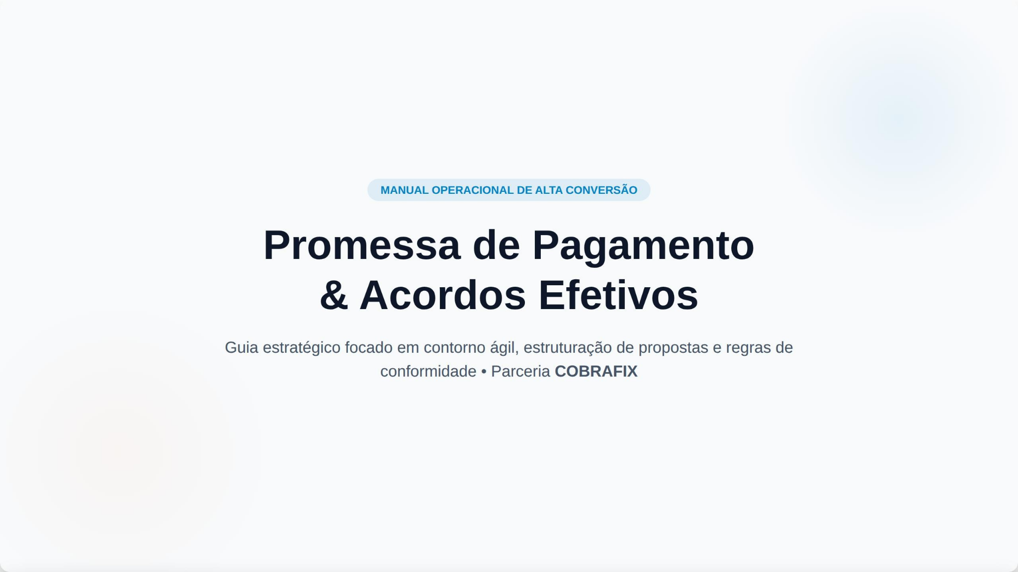 Capa do material Promessa de Pagamento & Acordo Efetivo